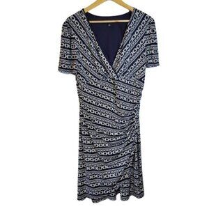 CLEARANCE Jones & Co. Navy and White Chain Link Cross Over Top Dress